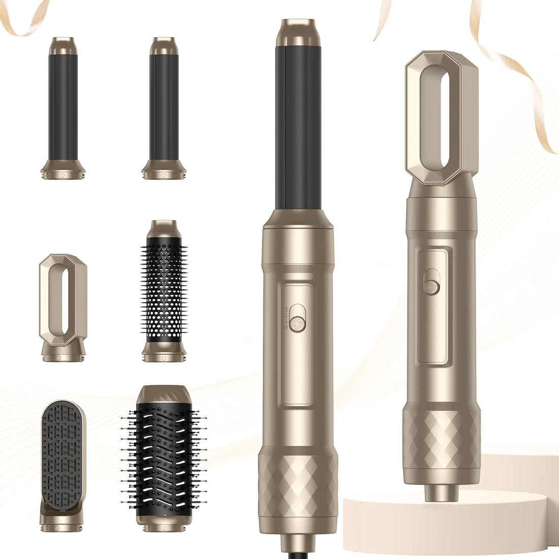 Air Styler 6 In 1 Hair Styler avec Seche Cheveux, Boucleur a Air, Brosse Soufflante, Brushing Brosse Soufflante, Brosse Lissante Cheveux, Magic Styler pour Lisser, Donner Du Volume, Boucler, Sécher
