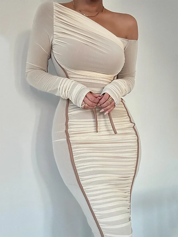 Long Sleeve Two Layer Mesh Dress